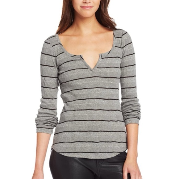 LUCKY BRAND Long Sleeve Gray/Black Striped Top 2X - Picture 1 of 7